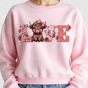 Love West Highland Cow Adorable: Valentine’s Day Sweatshirt Pink S M L XL new